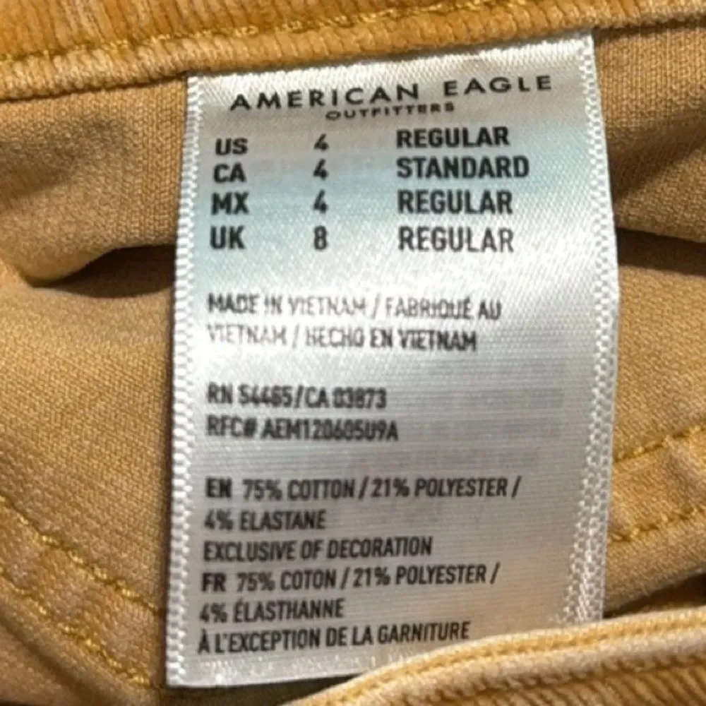 American Eagle Golden Tan Corduroy Patch Pocket Super Stretch Mini Skirt